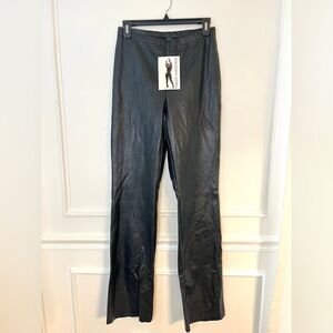 Naked Wardrobe Faux Leather Straight Leg Pants Elastic Waist Size NWT
